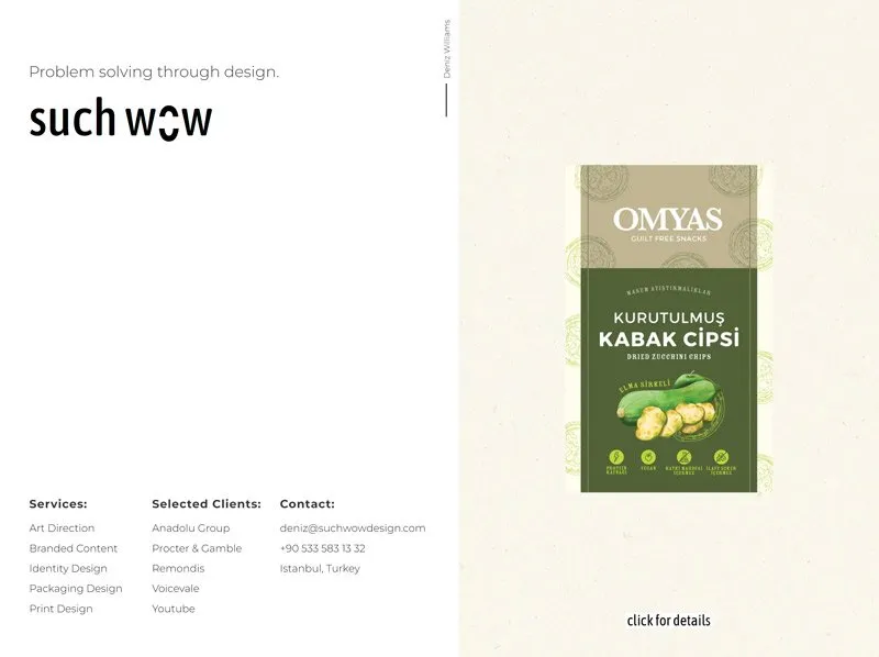 Home page of the Such Wow Design studio website built by Radar WFP